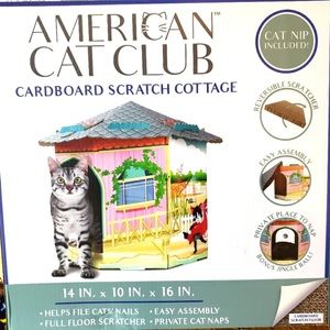 NEW American Cat Club Round Cottage
Cardboard Cat House & Scratcher w/Catnip New